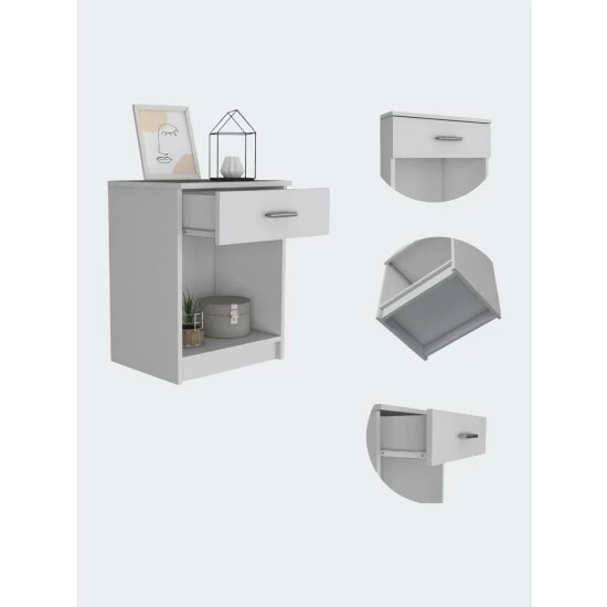 FM Furniture Pictor Nightstand, One Drawer, Lower Shelf, Superior Top Coffee & Side Tables Light Grey 5 FM Furniture Pictor Nightstand, One Drawer, Lower Shelf, Superior Top Coffee & Side Tables Light Grey - Image 5