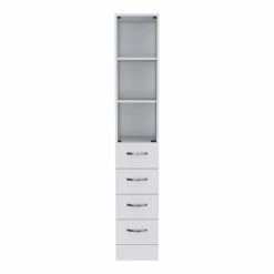 FM Furniture Preston Linen Cabinet, Three Interior Shelves, Three Drawers Storage & Organization White