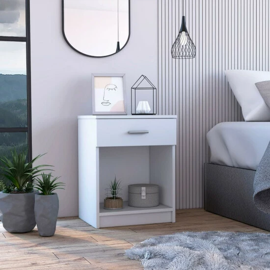 FM Furniture Pictor Nightstand, One Drawer, Lower Shelf, Superior Top Coffee & Side Tables Light Grey 6 FM Furniture Pictor Nightstand, One Drawer, Lower Shelf, Superior Top Coffee & Side Tables Light Grey - Image 6