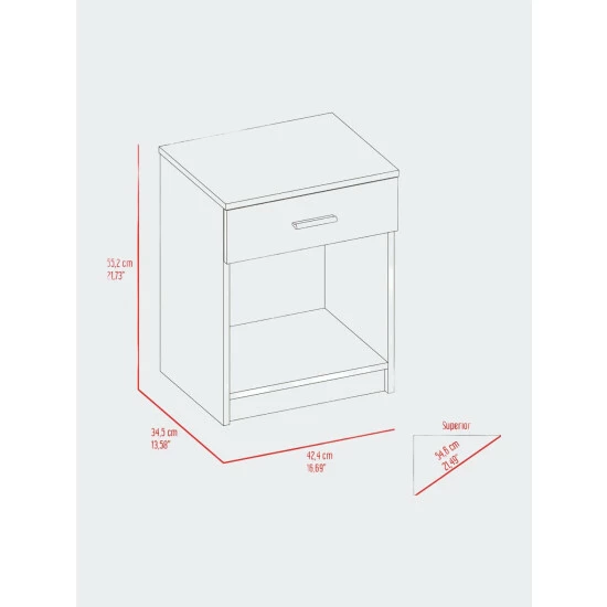 FM Furniture Pictor Nightstand, One Drawer, Lower Shelf, Superior Top Coffee & Side Tables Light Grey 8 FM Furniture Pictor Nightstand, One Drawer, Lower Shelf, Superior Top Coffee & Side Tables Light Grey - Image 8