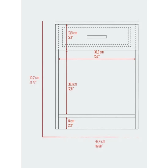 FM Furniture Pictor Nightstand, One Drawer, Lower Shelf, Superior Top Coffee & Side Tables Light Grey 9 FM Furniture Pictor Nightstand, One Drawer, Lower Shelf, Superior Top Coffee & Side Tables Light Grey - Image 9