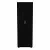 FM Furniture Glasgow Armoire, One Cabinet, Two Shelves Storage & Organization Black