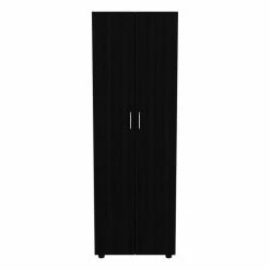 FM Furniture Glasgow Armoire, One Cabinet, Two Shelves Storage & Organization Black