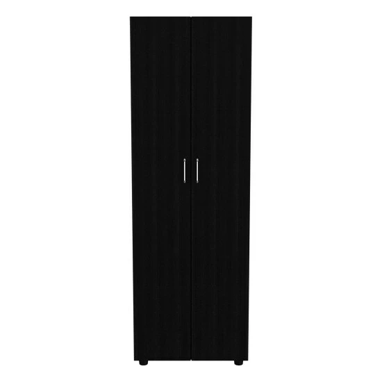 FM Furniture Glasgow Armoire, One Cabinet, Two Shelves Storage & Organization Black 1 FM Furniture Glasgow Armoire, One Cabinet, Two Shelves Storage & Organization Black