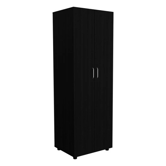 FM Furniture Glasgow Armoire, One Cabinet, Two Shelves Storage & Organization Black 2 FM Furniture Glasgow Armoire, One Cabinet, Two Shelves Storage & Organization Black - Image 2