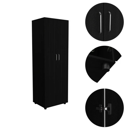 FM Furniture Glasgow Armoire, One Cabinet, Two Shelves Storage & Organization Black 5 FM Furniture Glasgow Armoire, One Cabinet, Two Shelves Storage & Organization Black - Image 5