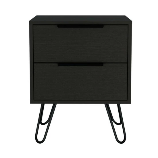 FM Furniture Nuvo Nightstand, Two Drawers, Hairpin Legs Coffee & Side Tables Light Oak 1 FM Furniture Nuvo Nightstand, Two Drawers, Hairpin Legs Coffee & Side Tables Light Oak