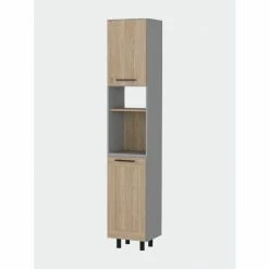 FM Furniture Everly Kitchen Pantry, Six Shelves, Double Door Storage & Organization Light Pine/white