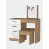 FM Furniture Merlot Makeup Dressing Table, Stool, Four Drawers Pine /white