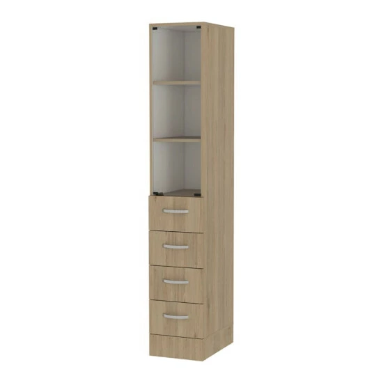 FM Furniture Preston Linen Cabinet, Three Shelves, Four Drawers Storage & Organization Light Pine/white 3 FM Furniture Preston Linen Cabinet, Three Shelves, Four Drawers Storage & Organization Light Pine/white - Image 3