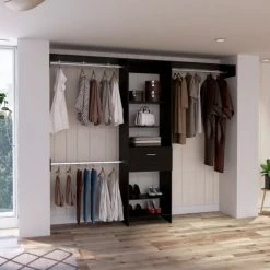 FM Furniture Cross Closet System Storage & Organization Dark Walnut