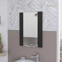 FM Furniture Mirror Praia, Looking Glass, Rectangular Shape Lighting & Mirrors Black Wengue