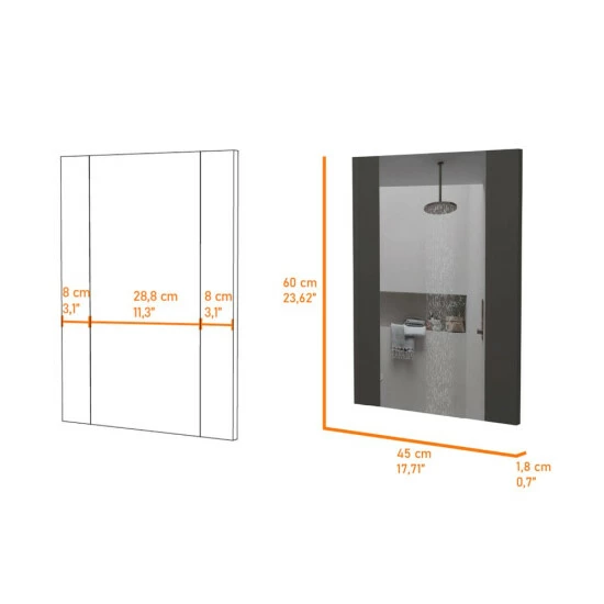FM Furniture Mirror Praia, Looking Glass, Rectangular Shape Lighting & Mirrors Black Wengue 3 FM Furniture Mirror Praia, Looking Glass, Rectangular Shape Lighting & Mirrors Black Wengue - Image 3