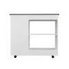 FM Furniture Arizona Kitchen Cart, Two Storage Shelves, Three Shelves, Four Casters Storage & Organization White / Dark Brown