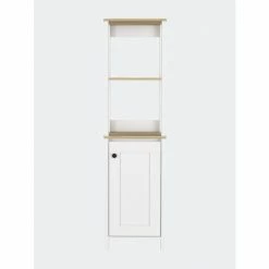 FM Furniture Arctic Linen Cabinet, With Four Shelves, Single Door Cabinet Storage & Organization Light Grey