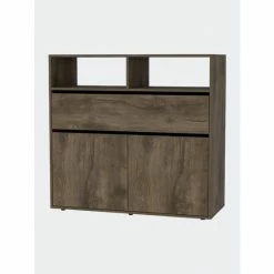 FM Furniture Gianna Dresser, Double Door Cabinet, One Drawer, Five Shelves Storage & Organization Dark Brown