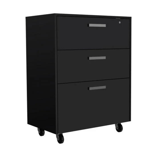 FM Furniture Penny Storage Cabinet, Three Drawers , Four Casters Storage & Organization Black Wengue 1 FM Furniture Penny Storage Cabinet, Three Drawers , Four Casters Storage & Organization Black Wengue