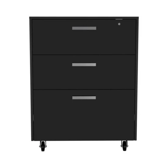 FM Furniture Penny Storage Cabinet, Three Drawers , Four Casters Storage & Organization Black Wengue 3 FM Furniture Penny Storage Cabinet, Three Drawers , Four Casters Storage & Organization Black Wengue - Image 3