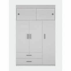 FM Furniture Jakarta Armoire, Two Drawers Storage & Organization White