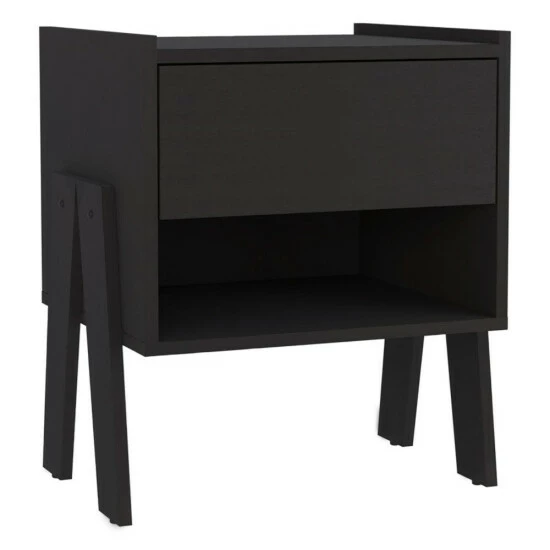 FM Furniture Hyacinth Nightstand, One Drawer, Open Shelf Coffee & Side Tables Black Wengue 2 FM Furniture Hyacinth Nightstand, One Drawer, Open Shelf Coffee & Side Tables Black Wengue - Image 2