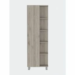FM Furniture Los Angeles Corner Cabinet, Five Shelves, One Cabinet, Divisions Storage & Organization Light Grey