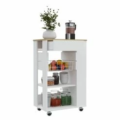 FM Furniture Shelton Kitchen Cart, Two Open Shelves, One Drawer, Four Caster Storage & Organization Black Wengue/light Oak 12 FM Furniture Shelton Kitchen Cart, Two Open Shelves, One Drawer, Four Caster Storage & Organization Black Wengue/light Oak -FM Furniture Shop unnamed file 1316