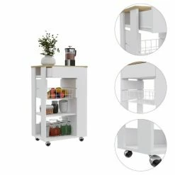 FM Furniture Shelton Kitchen Cart, Two Open Shelves, One Drawer, Four Caster Storage & Organization Black Wengue/light Oak 15 FM Furniture Shelton Kitchen Cart, Two Open Shelves, One Drawer, Four Caster Storage & Organization Black Wengue/light Oak -FM Furniture Shop unnamed file 1319