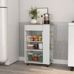 FM Furniture Shelton Kitchen Cart, Two Open Shelves, One Drawer, Four Caster Storage & Organization Black Wengue/light Oak 16 FM Furniture Shelton Kitchen Cart, Two Open Shelves, One Drawer, Four Caster Storage & Organization Black Wengue/light Oak -FM Furniture Shop unnamed file 1320
