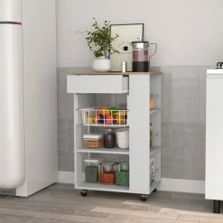 FM Furniture Shelton Kitchen Cart, Two Open Shelves, One Drawer, Four Caster Storage & Organization Black Wengue/light Oak 17 FM Furniture Shelton Kitchen Cart, Two Open Shelves, One Drawer, Four Caster Storage & Organization Black Wengue/light Oak -FM Furniture Shop unnamed file 1321