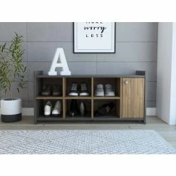 FM Furniture Harrison Entryway Shoe Rack Cabinet, Six Cube Spaces Storage & Organization Espresso - Mahogany