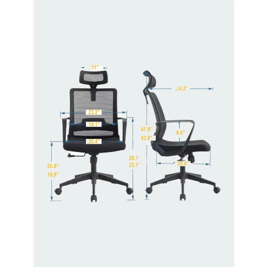 FM Furniture Townsville Full Back Revolving Ergonomic Office Chair Accent Chairs Black 6 FM Furniture Townsville Full Back Revolving Ergonomic Office Chair Accent Chairs Black - Image 6