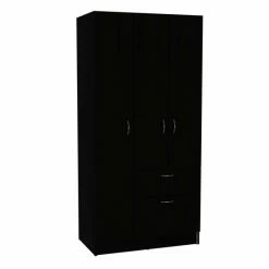 FM Furniture Ramblas Armoire, Two Cabinets, One Drawer, Hidden Drawer Shoes Black-white