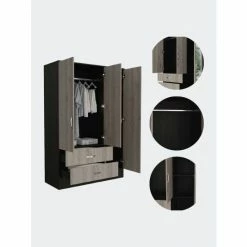 FM Furniture Florencia S Mirrored Armoire, Two Cabinets With Divisions, Two Drawers Black Wengue - Light Oak 10 FM Furniture Florencia S Mirrored Armoire, Two Cabinets With Divisions, Two Drawers Black Wengue - Light Oak -FM Furniture Shop unnamed file 1390