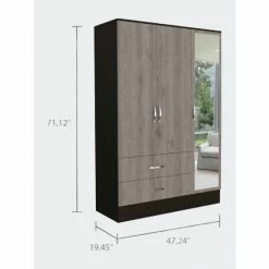 FM Furniture Florencia S Mirrored Armoire, Two Cabinets With Divisions, Two Drawers Black Wengue - Light Oak 11 FM Furniture Florencia S Mirrored Armoire, Two Cabinets With Divisions, Two Drawers Black Wengue - Light Oak -FM Furniture Shop unnamed file 1391