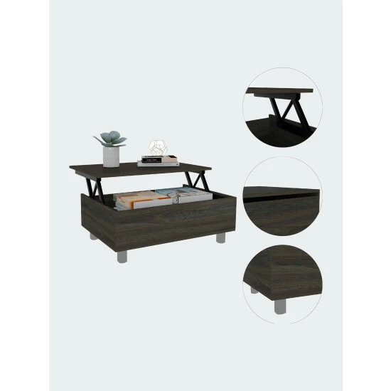 FM Furniture Boston Lift Top Coffee Table Coffee & Side Tables Dark Brown 3 FM Furniture Boston Lift Top Coffee Table Coffee & Side Tables Dark Brown - Image 3