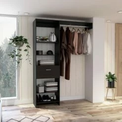 FM Furniture Hybrid Closet System Black Wengue