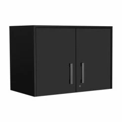 FM Furniture Penny Storage Wall Cabinet, Double Door, Three Internal Shelves Storage & Organization Black Wengue
