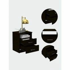 FM Furniture Oklahoma Nightstand, Two Drawers, One Shelf Storage & Organization Dark Brown -FM Furniture Shop unnamed file 1475