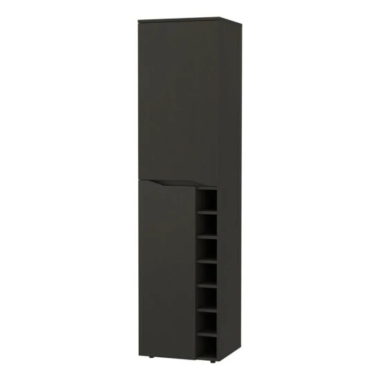FM Furniture Maya Tall Bar Cabinet, Seven Wine Cubbies, Extendable Shelf, Double Door Cabinet Storage & Organization Black Wengue 1 FM Furniture Maya Tall Bar Cabinet, Seven Wine Cubbies, Extendable Shelf, Double Door Cabinet Storage & Organization Black Wengue