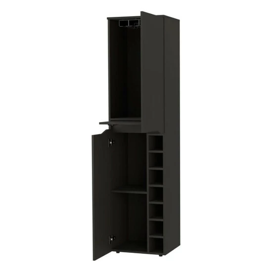 FM Furniture Maya Tall Bar Cabinet, Seven Wine Cubbies, Extendable Shelf, Double Door Cabinet Storage & Organization Black Wengue 3 FM Furniture Maya Tall Bar Cabinet, Seven Wine Cubbies, Extendable Shelf, Double Door Cabinet Storage & Organization Black Wengue - Image 3