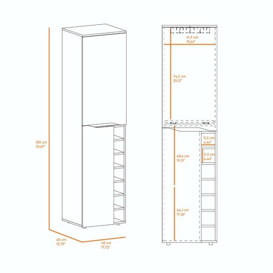 FM Furniture Maya Tall Bar Cabinet, Seven Wine Cubbies, Extendable Shelf, Double Door Cabinet Storage & Organization Black Wengue 8 FM Furniture Maya Tall Bar Cabinet, Seven Wine Cubbies, Extendable Shelf, Double Door Cabinet Storage & Organization Black Wengue - Image 8