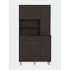 FM Furniture Venice Single Door Pantry Cabinet, Three Shelves, Six Adjustable Metal Legs Storage & Organization Black