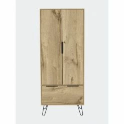 FM Furniture Camerun Closet, Double Door Cabinet, One Drawer, Four Steel Legs Storage & Organization Light Oak