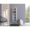 FM Furniture Connecticut Wall Mounted Shoe Rack, Mirror, Five Shelves, Ten Shoes Capacity Storage & Organization Light Gray
