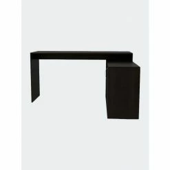 FM Furniture Dallas L-Shaped Home Office Desk, Two Shelves, One Drawer Black Wengue
