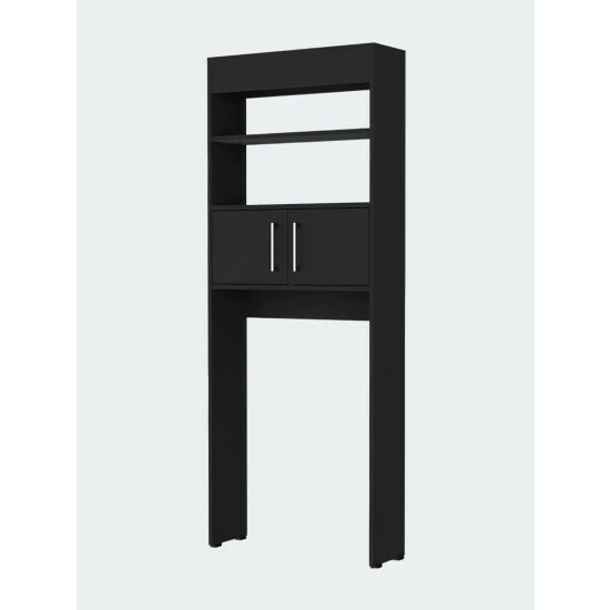 FM Furniture Valencia Over The Toilet Cabinet, Two Shelves, Double Door Storage & Organization Black Wengue 1 FM Furniture Valencia Over The Toilet Cabinet, Two Shelves, Double Door Storage & Organization Black Wengue