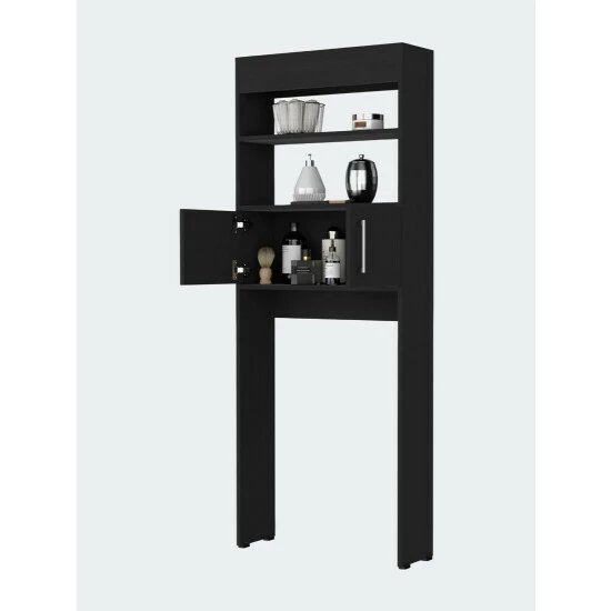 FM Furniture Valencia Over The Toilet Cabinet, Two Shelves, Double Door Storage & Organization Black Wengue 2 FM Furniture Valencia Over The Toilet Cabinet, Two Shelves, Double Door Storage & Organization Black Wengue - Image 2