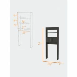 FM Furniture Valencia Over The Toilet Cabinet, Two Shelves, Double Door Storage & Organization Black Wengue 7 FM Furniture Valencia Over The Toilet Cabinet, Two Shelves, Double Door Storage & Organization Black Wengue -FM Furniture Shop unnamed file 165