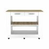 FM Furniture Brooklyn 80 Kitchen Island, Two Shelves, Two Drawers Storage & Organization White - Light Oak