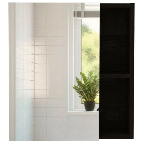 FM Furniture Lincoln Mirrored Medicine Cabinet, Five Interior Shelves Storage & Organization Black Wengue 6 FM Furniture Lincoln Mirrored Medicine Cabinet, Five Interior Shelves Storage & Organization Black Wengue - Image 6